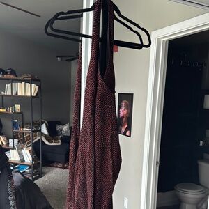 Stylish Red and Black Halter Dress